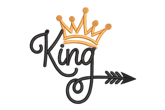 King Crown Script: Elegant Embroidery Design