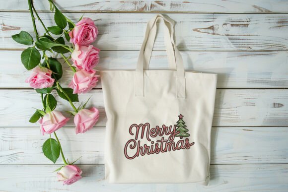 Retro Merry Christmas Script with Tree