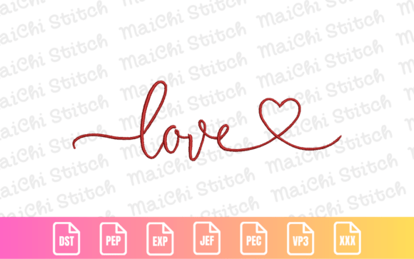 Valentine Heart Script Embroidery